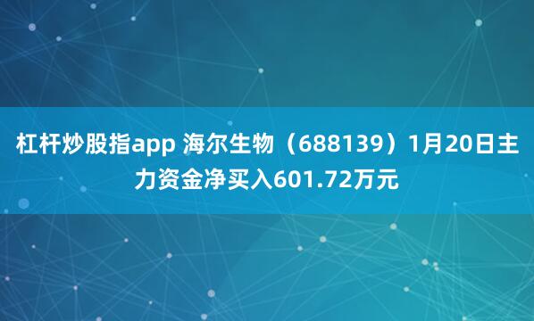 杠杆炒股指app 海尔生物（688139）1月20日主力资金净买入601.72万元