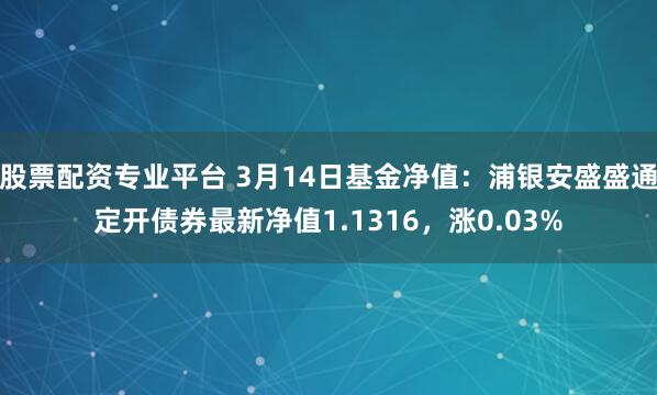 股票配资专业平台 3月14日基金净值：浦银安盛盛通定开债券最新净值1.1316，涨0.03%