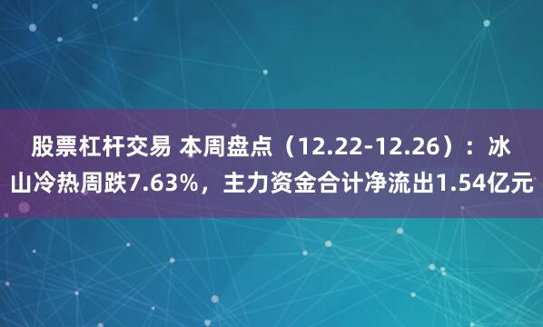 股票杠杆交易 本周盘点（12.22-12.26）：冰山冷热周跌7.63%，主力资金合计净流出1.54亿元